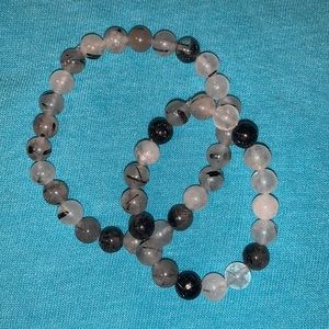 Clear quartz with black tourmaline bracelets